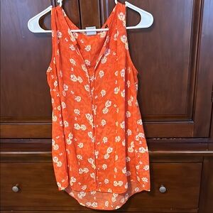 CAbi Orange Buttoned Sleeveless Tank Top